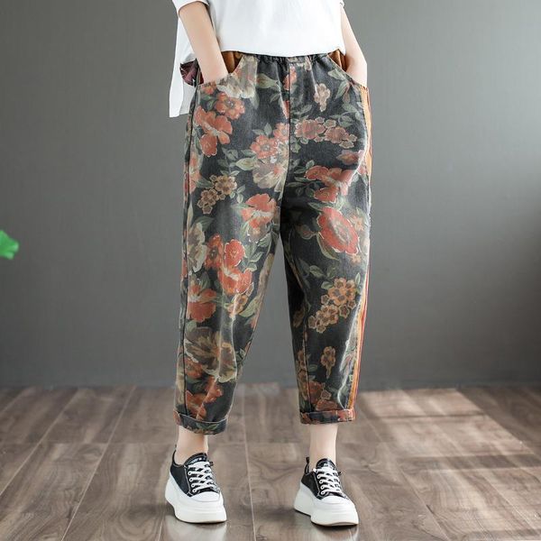 women's jeans women autumn retro elastic waist loose all-match denim pants ladies 2021 casual print pocket trousers, Blue
women's jeans women autumn retro elastic waist loose all-match denim pants ladies 2021 casual print pocket trousers, Blue