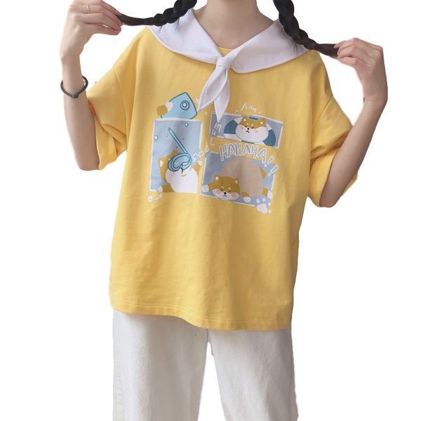 japanese sweet womens shirts harajuku kawaii tumblr girl dog graphic tees vintage sailor collar lace up yellow cute shirt top, White
japanese sweet womens shirts harajuku kawaii tumblr girl dog graphic tees vintage sailor collar lace up yellow cute shirt top, White