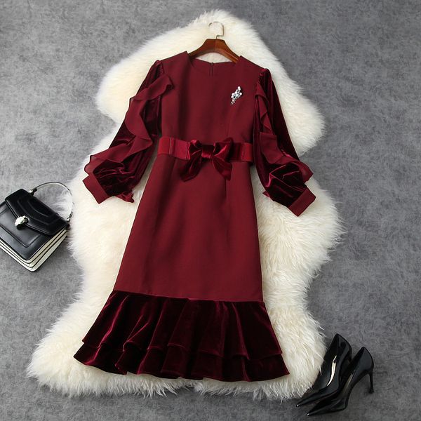 casual dresses european and american women's clothing new spring long sleeve velvet stitching nail beads fashionable fishtail dress owy, Black;gray
casual dresses european and american women's clothing new spring long sleeve velvet stitching nail beads fashionable fishtail dress owy, Black;gray