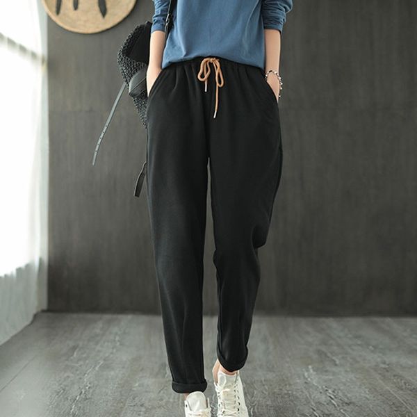 johnature leisure solid color elastic waist drawstring harem pants autumn fashion all-match women ankle-length pants 210521, Black;white
johnature leisure solid color elastic waist drawstring harem pants autumn fashion all-match women ankle-length pants 210521, Black;white