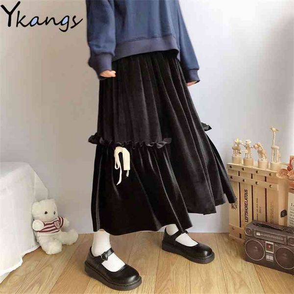 gothic black velvet skirt women bow high waist pleated students kawaii vintage winter warm lolita long for teenagers 210421
gothic black velvet skirt women bow high waist pleated students kawaii vintage winter warm lolita long for teenagers 210421