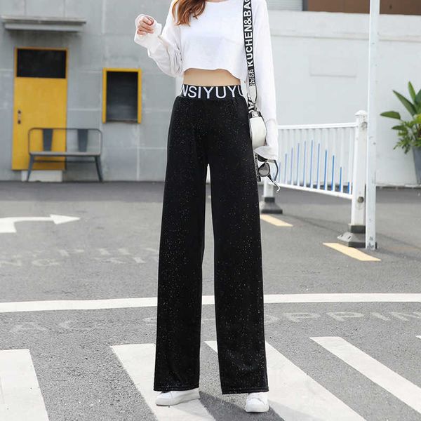 autumn and winter glittering pants, velour wide leg women's elastic high waist floor dragging casual pants, Black;white
autumn and winter glittering pants, velour wide leg women's elastic high waist floor dragging casual pants, Black;white