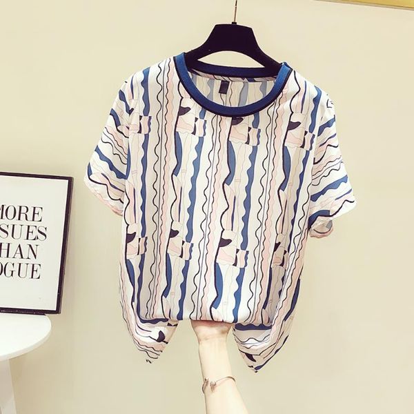 fashion striped print short sleeve chiffon t shirt woman baggy -3xl large plus size summer clothes for women clothing women's t-shirt, White
fashion striped print short sleeve chiffon t shirt woman baggy -3xl large plus size summer clothes for women clothing women's t-shirt, White