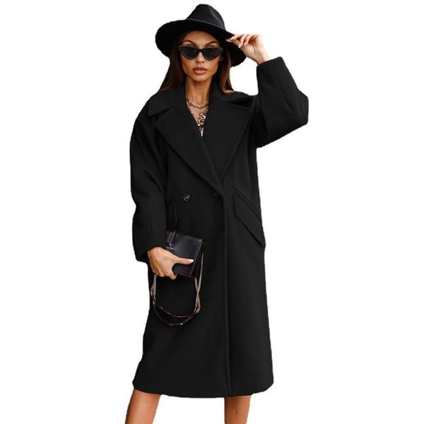women's wool & blends women overcoat solid long sleeve double-breasted loose warm simple office lady coat fashion 2021 winter m665, Black
women's wool & blends women overcoat solid long sleeve double-breasted loose warm simple office lady coat fashion 2021 winter m665, Black