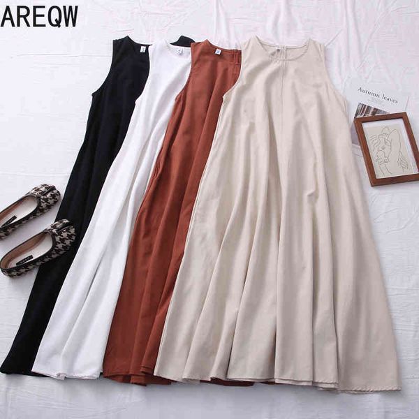 early spring korean style versatile round neck loose thin big sleeveless dress 210507, Black;gray
early spring korean style versatile round neck loose thin big sleeveless dress 210507, Black;gray