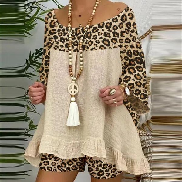 women's tracksuits summer vintage leopard patchwork outfits set cotton linen shirt and loose shorts suit casual 3/4 sleeve women two p, Gray
women's tracksuits summer vintage leopard patchwork outfits set cotton linen shirt and loose shorts suit casual 3/4 sleeve women two p, Gray