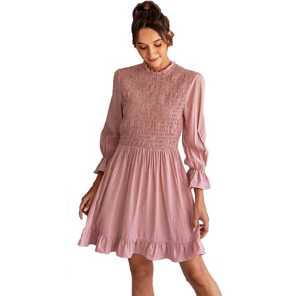 casual long sleeve pleated pink dress women spring autumn sweet ruffles o-neck flare sleeve a-line mini dress vestidos de mujer 210414, Black;gray
casual long sleeve pleated pink dress women spring autumn sweet ruffles o-neck flare sleeve a-line mini dress vestidos de mujer 210414, Black;gray