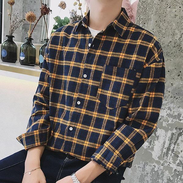 men's casual shirts spring and autumn lapel all-match clothes lattice japanese shirt men long sleeves design harajuku daily cardigan, White;black
men's casual shirts spring and autumn lapel all-match clothes lattice japanese shirt men long sleeves design harajuku daily cardigan, White;black