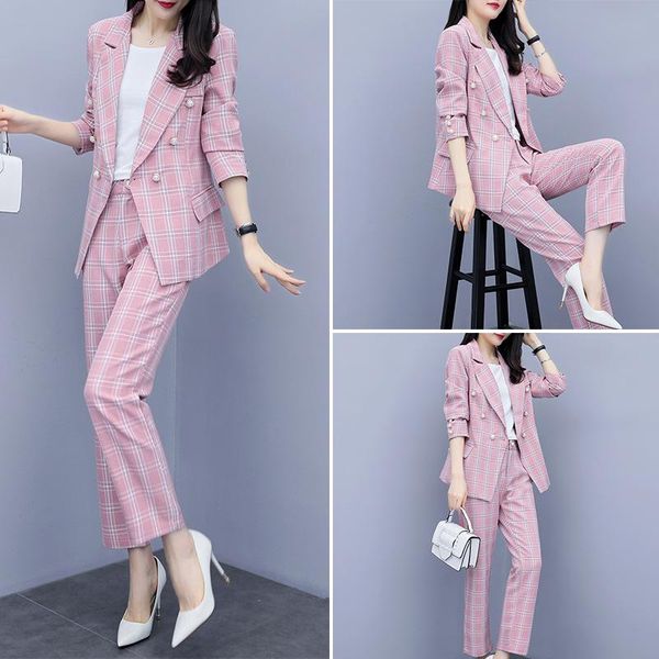 autumn korean office lady fashion elegant plaid slim small suit was thin straight pants two-piece women suits sets women's two piece, White
autumn korean office lady fashion elegant plaid slim small suit was thin straight pants two-piece women suits sets women's two piece, White