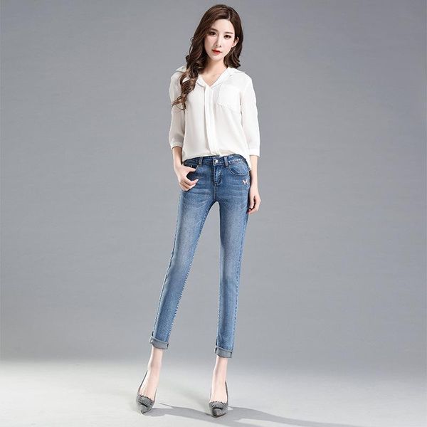 women's jeans women embroidery high waist pants skinny stretch denim trousers thin ol fashion 11266, Blue
women's jeans women embroidery high waist pants skinny stretch denim trousers thin ol fashion 11266, Blue