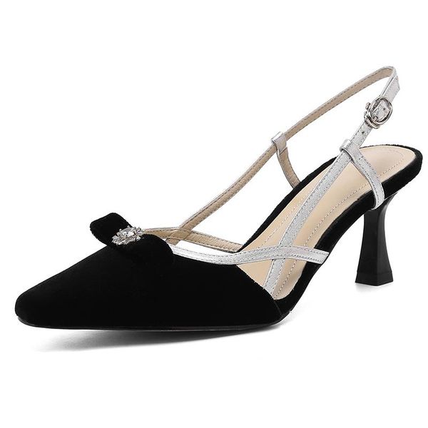 summer office lady style genuine leather material spike heel shallow women's sandals big size 40 back party ladies dress shoes, Black
summer office lady style genuine leather material spike heel shallow women's sandals big size 40 back party ladies dress shoes, Black