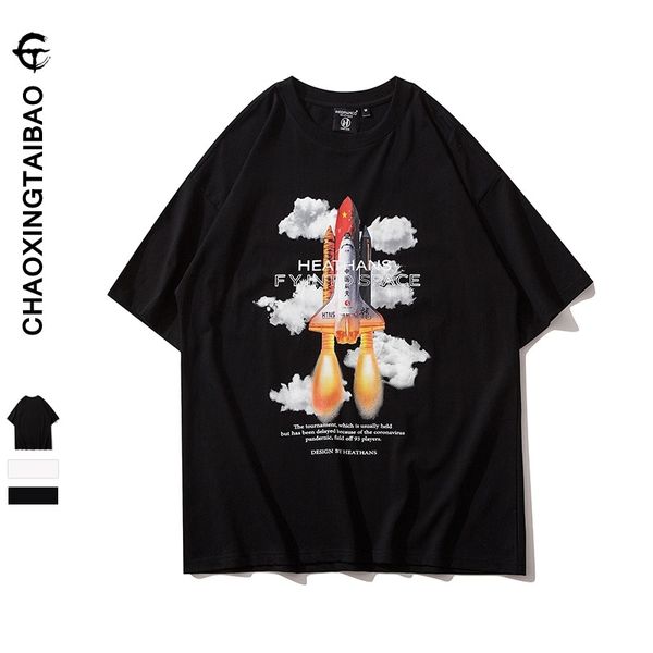 cxtb men's clothing | spring fashion brand creative fun rocket personalized printing loose short sleeve t-shirt for men, White;black
cxtb men's clothing | spring fashion brand creative fun rocket personalized printing loose short sleeve t-shirt for men, White;black