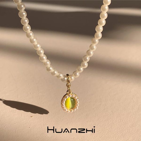 pendant necklaces huanzhi 2021 french vintage elegant pearl choker green oval opal necklace for women party wedding jewelry, Silver
pendant necklaces huanzhi 2021 french vintage elegant pearl choker green oval opal necklace for women party wedding jewelry, Silver