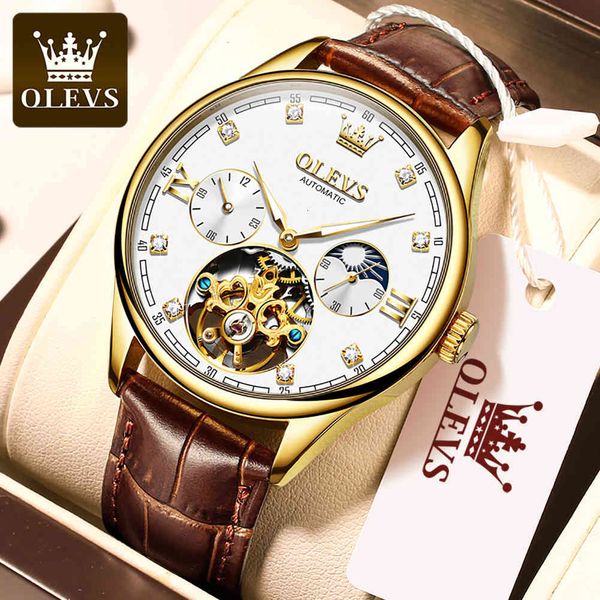 olevs men's watches tours automatic self wind mechanical classic hollow waterproof leather wrapping band polshorlogies, Slivery;brown
olevs men's watches tours automatic self wind mechanical classic hollow waterproof leather wrapping band polshorlogies, Slivery;brown