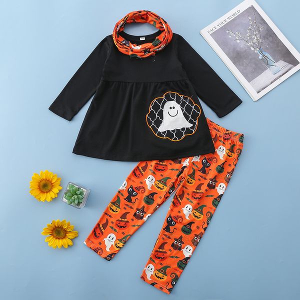 toddler kid baby girls halloween set pumpkin ghost long sleeve blouse pants leggings with scarf clothing outfits, White
toddler kid baby girls halloween set pumpkin ghost long sleeve blouse pants leggings with scarf clothing outfits, White