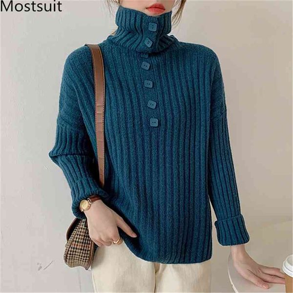 turtleneck warm knitted pullover sweater women single-breasted long sleeve solid loose korean female jumpers femme 210513, Black
turtleneck warm knitted pullover sweater women single-breasted long sleeve solid loose korean female jumpers femme 210513, Black