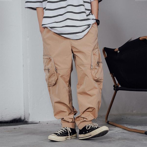 men's pants solid color zipper pocket overalls for men high street fashion slacks casual wide leg, Black
men's pants solid color zipper pocket overalls for men high street fashion slacks casual wide leg, Black