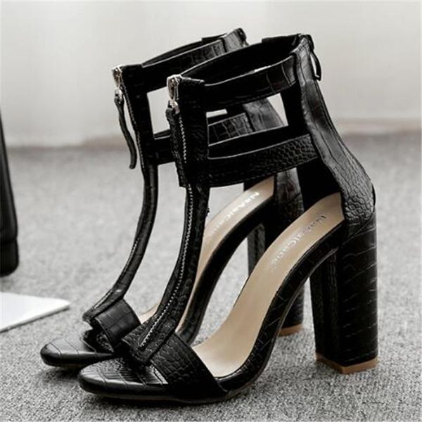 women sandals thick high heels summer brand party shoes pointed toe pu .5cm zip sandalias mujer 2021 size 35-42, Black
women sandals thick high heels summer brand party shoes pointed toe pu .5cm zip sandalias mujer 2021 size 35-42, Black
