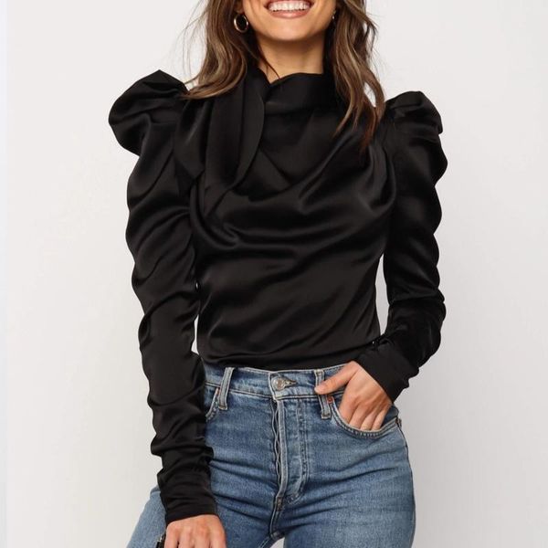 women's blouses & shirts 2021 autumn women ladies solid bow puff sleeve slim ruffle ol casual clothes blouse, White
women's blouses & shirts 2021 autumn women ladies solid bow puff sleeve slim ruffle ol casual clothes blouse, White