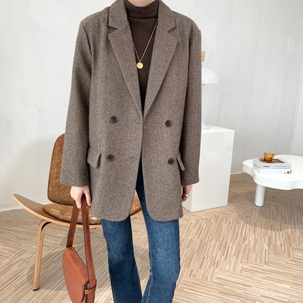 women's wool & blends myzyqg retro pinstripe woolen coat fall winter women british suit blazer double breasted jacket casual streetwear, Black
women's wool & blends myzyqg retro pinstripe woolen coat fall winter women british suit blazer double breasted jacket casual streetwear, Black