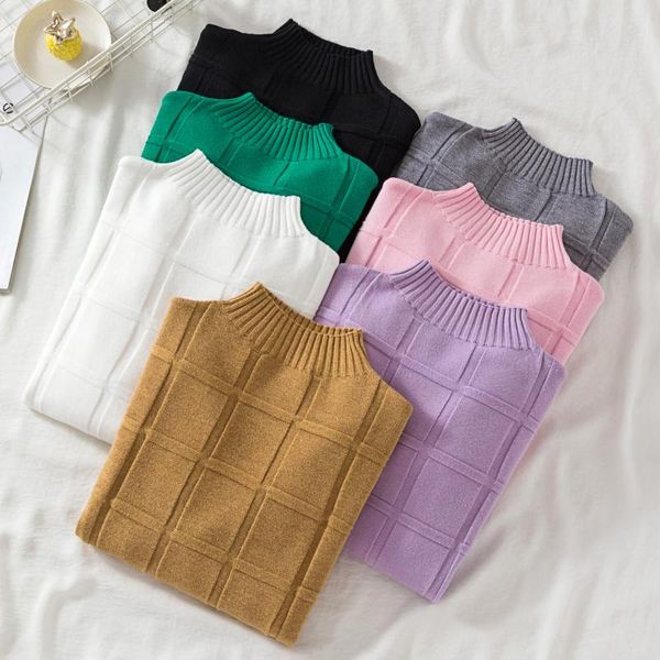 women's sweaters winter women turtleneck 2021 fashion loose bottoming shirt long-sleeved plaid knitted jumpers korean chic pullovers, White;black
women's sweaters winter women turtleneck 2021 fashion loose bottoming shirt long-sleeved plaid knitted jumpers korean chic pullovers, White;black