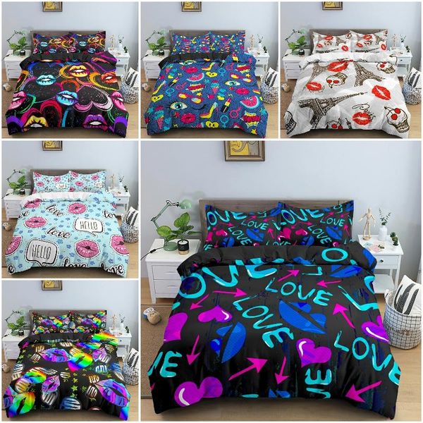 bedding sets muticolor lips duvet cover bedlothes twin/king/ size soft comforter for kids bedroom
bedding sets muticolor lips duvet cover bedlothes twin/king/ size soft comforter for kids bedroom