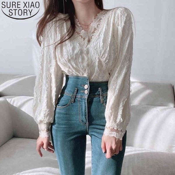 1 sweet blouse korean chic lace women v-neck spring long sleeve button up shirt clothes blusas 13334 210417, White
1 sweet blouse korean chic lace women v-neck spring long sleeve button up shirt clothes blusas 13334 210417, White