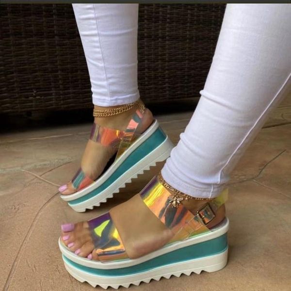 reflective dazzling clear ankle strap women sandals gladiators fashion anti slippery thick bottom platform shoes, Black
reflective dazzling clear ankle strap women sandals gladiators fashion anti slippery thick bottom platform shoes, Black