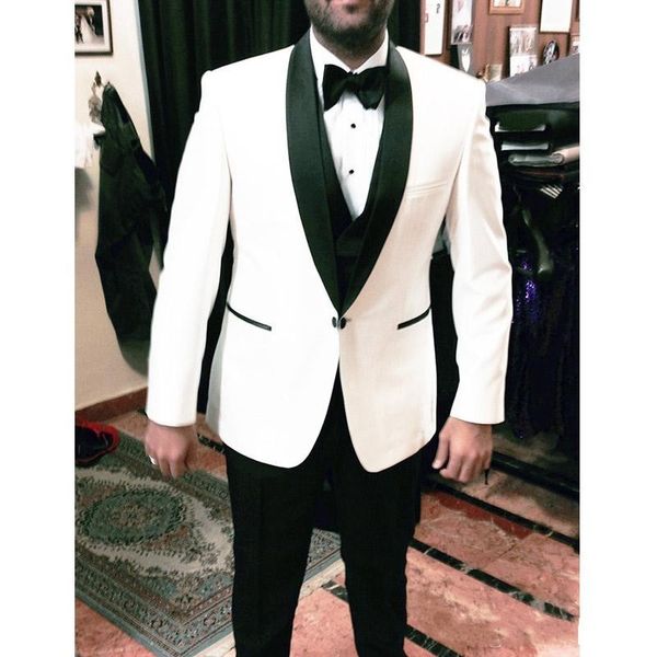 men's suits & blazers customized thre piece white and black wedding tuxedos for groom wear shawl lapel trim fit custom made business me, White;black
men's suits & blazers customized thre piece white and black wedding tuxedos for groom wear shawl lapel trim fit custom made business me, White;black