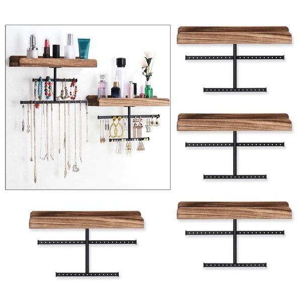 hooks & rails p15d 2 set wall mount hanging jewelry organizer display holder with wooden shelf rack
hooks & rails p15d 2 set wall mount hanging jewelry organizer display holder with wooden shelf rack