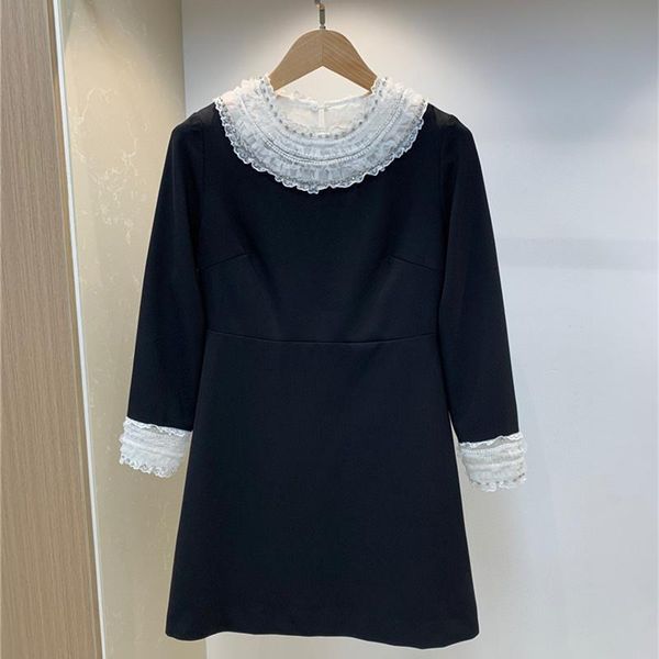casual dresses 2021 spring elegant ladies pearl beaded lace stitching round neck long sleeve dress female luxury banquet black mini, Black;gray
casual dresses 2021 spring elegant ladies pearl beaded lace stitching round neck long sleeve dress female luxury banquet black mini, Black;gray