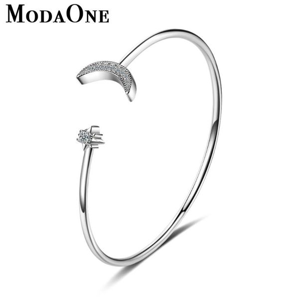link, chain modaone star moon sterling silver bracelet bangles for women girls zircon jewelry gift pulseira feminina sl109, Black
link, chain modaone star moon sterling silver bracelet bangles for women girls zircon jewelry gift pulseira feminina sl109, Black