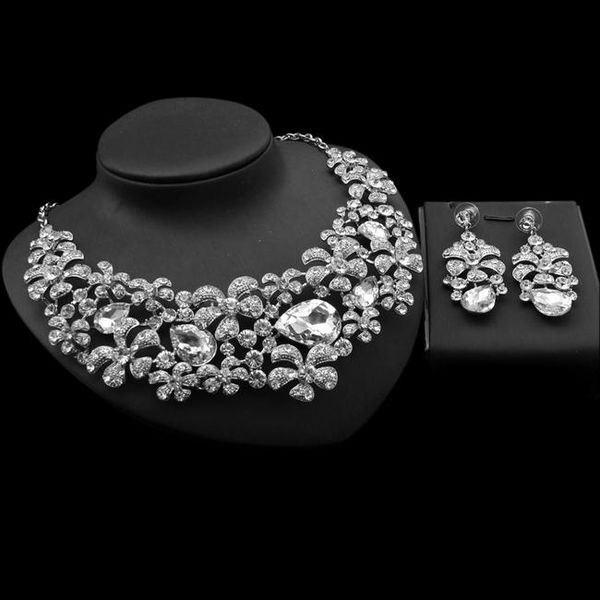 earrings & necklace yulaili classic cubic zircon copper alloy women wearing flower shape crystal dangle wedding jewelry sets, Silver
earrings & necklace yulaili classic cubic zircon copper alloy women wearing flower shape crystal dangle wedding jewelry sets, Silver