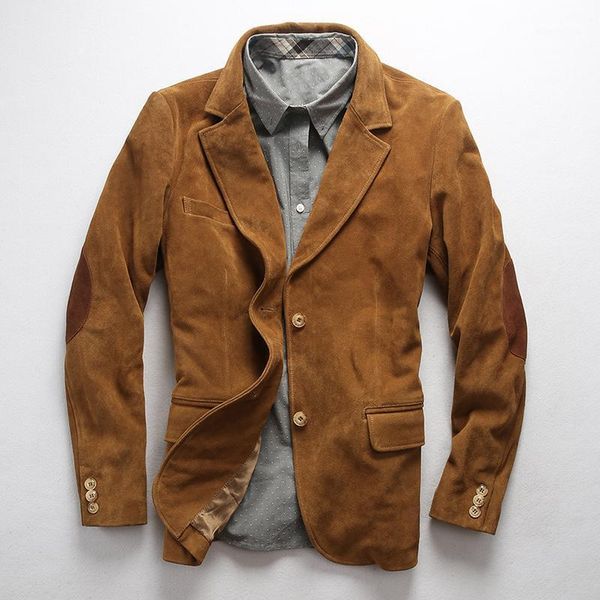 men's leather & faux 2021 cow suede england style slim fit genuine jacket smart casual blazer men lapel suit, Black
men's leather & faux 2021 cow suede england style slim fit genuine jacket smart casual blazer men lapel suit, Black