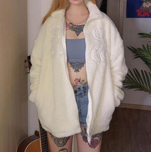 women's jackets 2021 winter warm plush fashion long sleeve zipper up sweaters casual women fluffy letter embroidery jacket coats, Black;brown
women's jackets 2021 winter warm plush fashion long sleeve zipper up sweaters casual women fluffy letter embroidery jacket coats, Black;brown
