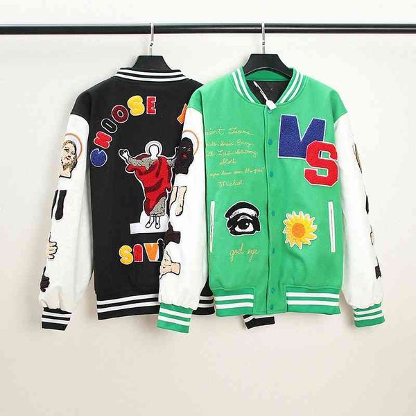 Men's Jackets Baseball uniform Jacket Men Varsity jesus is king Oversized V-neck Coats Streetwear Hip Hop Letter Daisy Flowers Patch Le, Black;brown
Men's Jackets Baseball uniform Jacket Men Varsity jesus is king Oversized V-neck Coats Streetwear Hip Hop Letter Daisy Flowers Patch Le, Black;brown