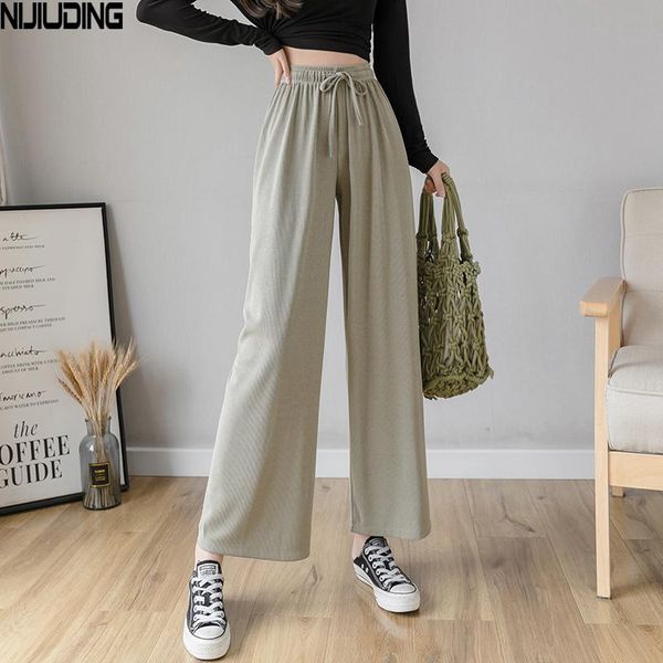 women's pants & capris nijiuding women wide leg pant female casual straight knitting elastic waist solid loose trousers 2021 spring sum, Black;white
women's pants & capris nijiuding women wide leg pant female casual straight knitting elastic waist solid loose trousers 2021 spring sum, Black;white