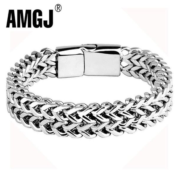 link chain amgj snake bracelet men's stainless steel magnet buckle double row male hip hop party rock jewelrylink, Black
link chain amgj snake bracelet men's stainless steel magnet buckle double row male hip hop party rock jewelrylink, Black