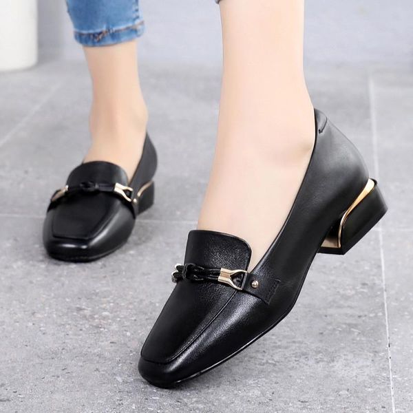 dress shoes spring and autumn first layer cowhide leather single with women's large size loafers, Black
dress shoes spring and autumn first layer cowhide leather single with women's large size loafers, Black