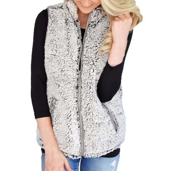 women's vests womens vest winter warm outwear casual faux fur zip up sherpa jacket chaqueta chaleco calido agtj, Black;white
women's vests womens vest winter warm outwear casual faux fur zip up sherpa jacket chaqueta chaleco calido agtj, Black;white