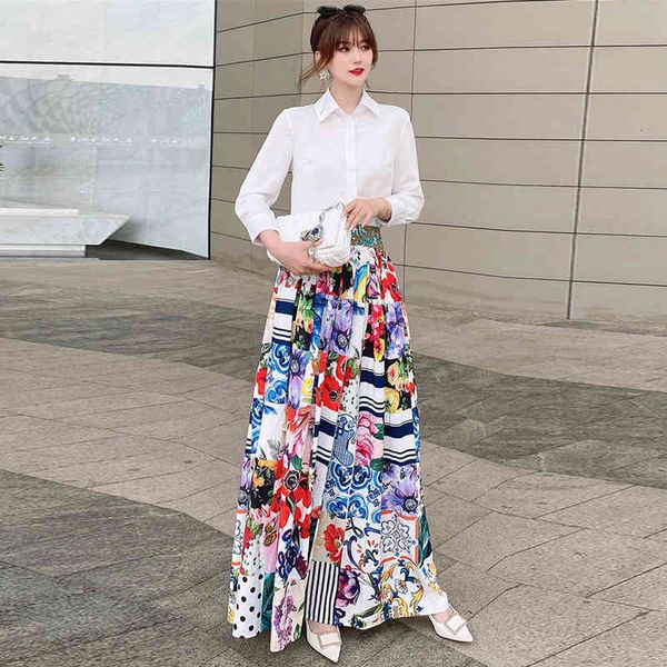 two piece dress summer runway fashion designer two girls'outfit white blouse and maxi copy skirt suit office holiday twinset party u5n5
two piece dress summer runway fashion designer two girls'outfit white blouse and maxi copy skirt suit office holiday twinset party u5n5