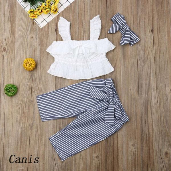 children clothing suits for girls clothes kids toddler enfant fille infantis outfits 3pcs crop + striped pants sets, White
children clothing suits for girls clothes kids toddler enfant fille infantis outfits 3pcs crop + striped pants sets, White