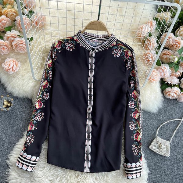 women's polos s-2xl light mature female style spring and summer ladies shirt temperament small stand-up collar printing long-sleev, White
women's polos s-2xl light mature female style spring and summer ladies shirt temperament small stand-up collar printing long-sleev, White