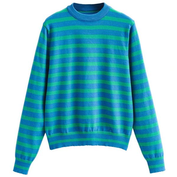women's sweaters 2021 blue striped knit sweater women long sleeve fitted winter woman elegant knitted vintage pullover, White;black
women's sweaters 2021 blue striped knit sweater women long sleeve fitted winter woman elegant knitted vintage pullover, White;black