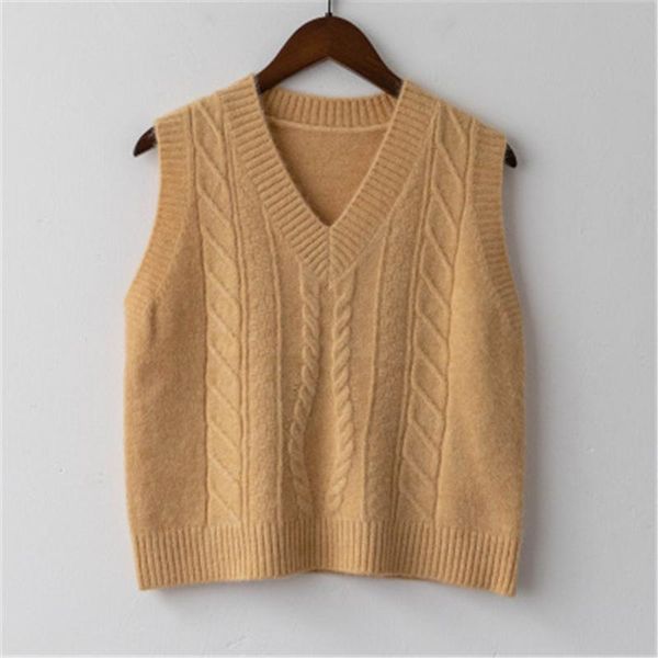 vest women solid short loose trendy korean style sleeveless knitted v-neck all-match female coats simple leisure outwear women's knits, White
vest women solid short loose trendy korean style sleeveless knitted v-neck all-match female coats simple leisure outwear women's knits, White