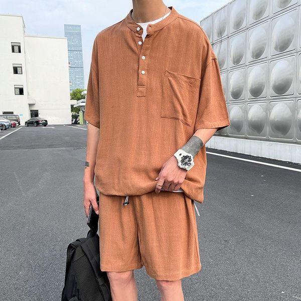 men's tracksuits (t-shirts+shorts)summer stand collar short sleeve t-shirt mens set trend solid color large loose shorts two piece, Gray
men's tracksuits (t-shirts+shorts)summer stand collar short sleeve t-shirt mens set trend solid color large loose shorts two piece, Gray