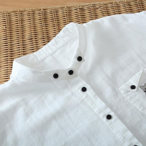 women's blouses & shirts short sleeve shirt pocket embroidery cotton top, White
women's blouses & shirts short sleeve shirt pocket embroidery cotton top, White