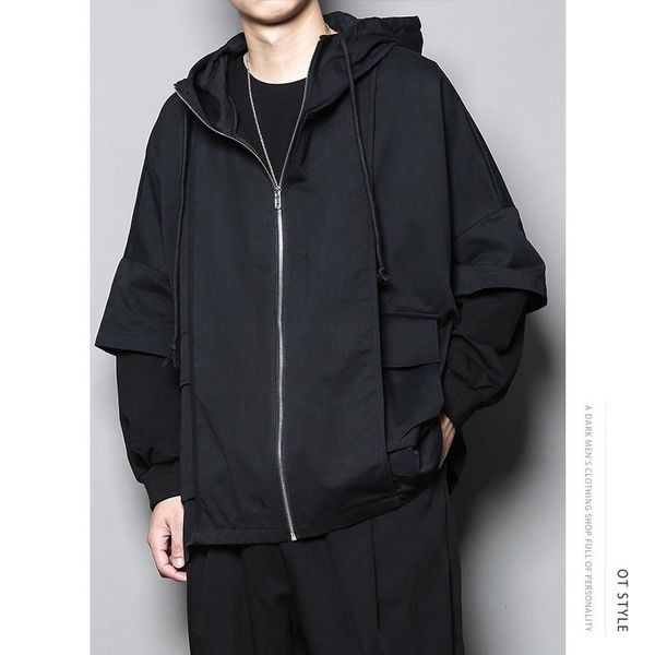 men's trench coats spring and autumn pure color hooded zipper design false two special tailored jacket casual hoodie, Tan;black
men's trench coats spring and autumn pure color hooded zipper design false two special tailored jacket casual hoodie, Tan;black