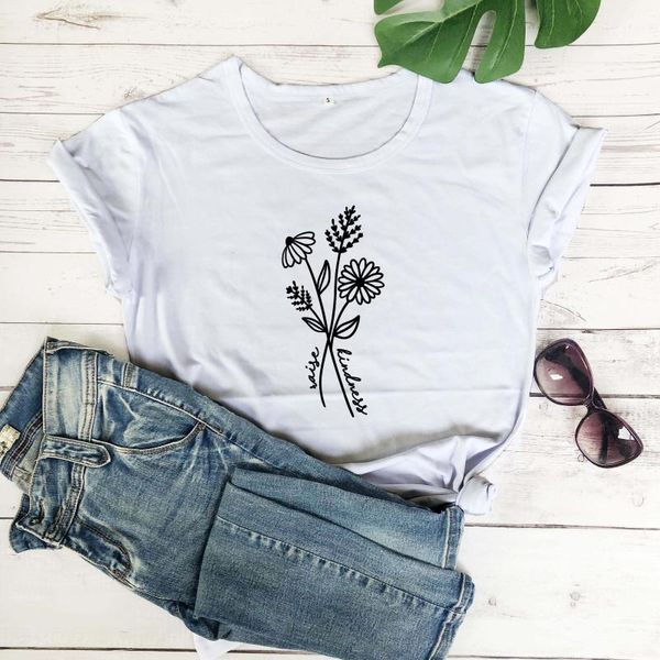 women's t-shirt kindness wildflowers raise graphic women fashion pure cotton casual slogan grunge tumblr hipster t shirt young girl gif, White
women's t-shirt kindness wildflowers raise graphic women fashion pure cotton casual slogan grunge tumblr hipster t shirt young girl gif, White