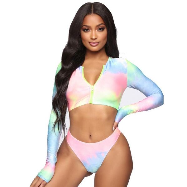 women's swimwear long sleeve swimsuit zipper sun protection backless bathing suit high waist bikini set brazilian beachwear, White;black
women's swimwear long sleeve swimsuit zipper sun protection backless bathing suit high waist bikini set brazilian beachwear, White;black